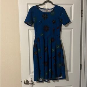LuLaRoe Blue and Green Patterned Dress